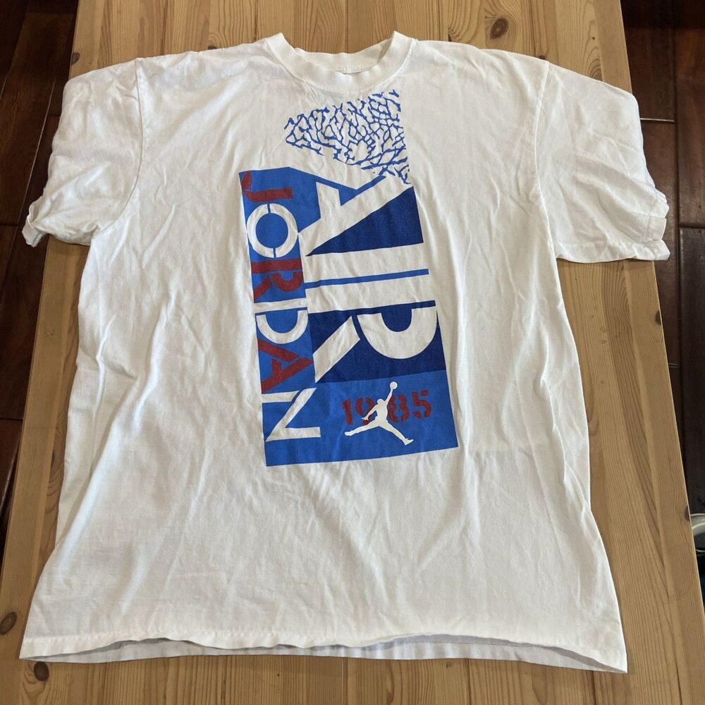 Air Jordan Shirt Vintage Y2K White Blue Size L Elephant Flight Print